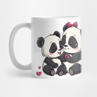 Valentine Cartoon Panda Bear Couple Mug